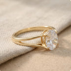 Oval cut moissanite ring with split band design