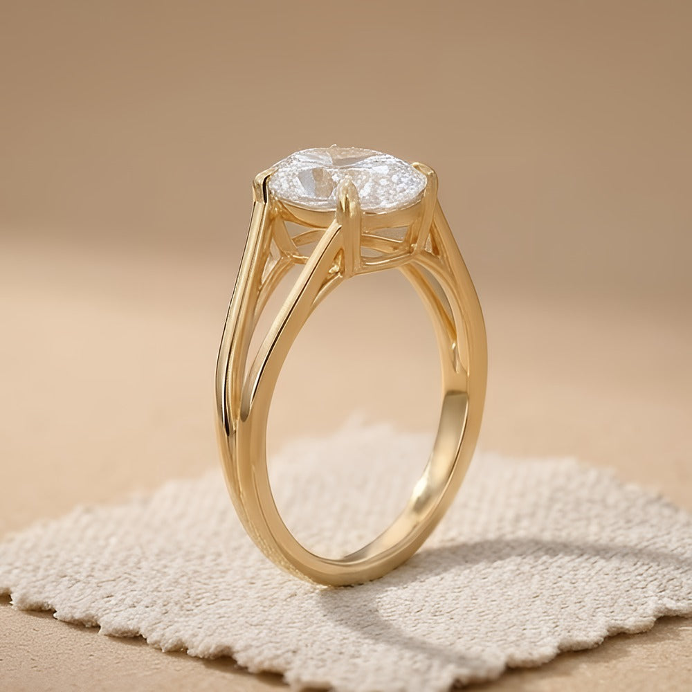 Oval moissanite solitaire ring for bride