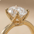 Solitaire oval moissanite ring side profile