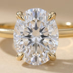 Oval cut moissanite solitaire ring close-up