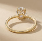 Solitaire oval moissanite ring top angle
