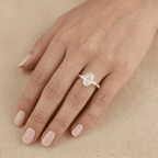 Oval Diamond Promise Ring with Pavé Band