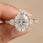 Oval Lab Diamond Engagement Ring with Pavé Band