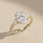 Three Stone Oval Diamond Wedding Ring for Her