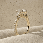 Oval Lab Grown Diamond Ring with Pave Side Stones