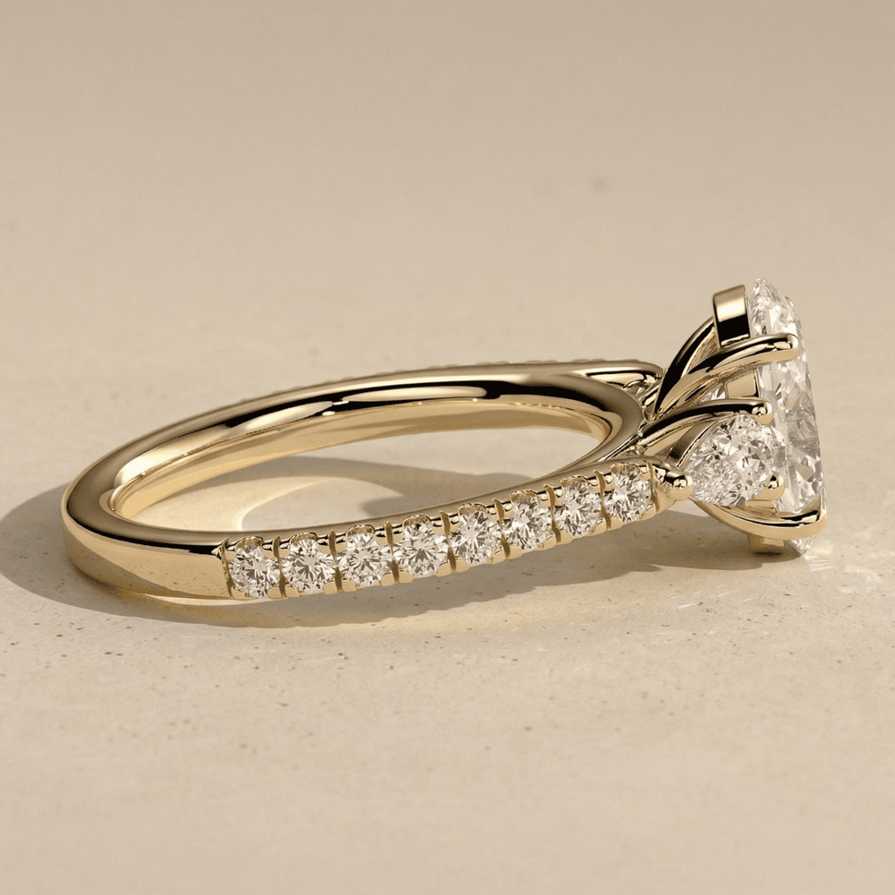 Oval Lab Diamond Bridal Ring with Sparkling Accents