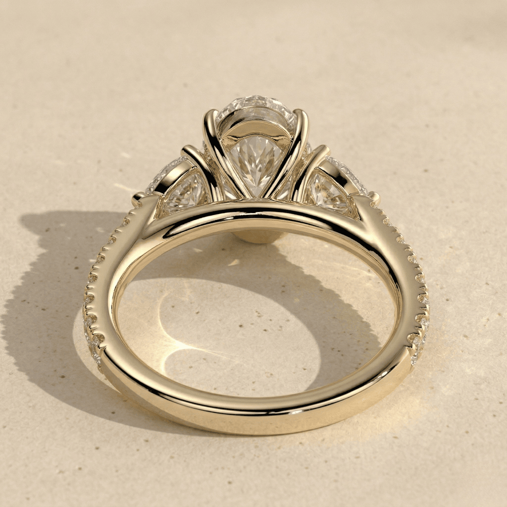 Elegant Oval Diamond Engagement Ring with Pave Band