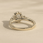 Oval Three Stones Pave Band Engagement Ring in Lab Diamond - view 10