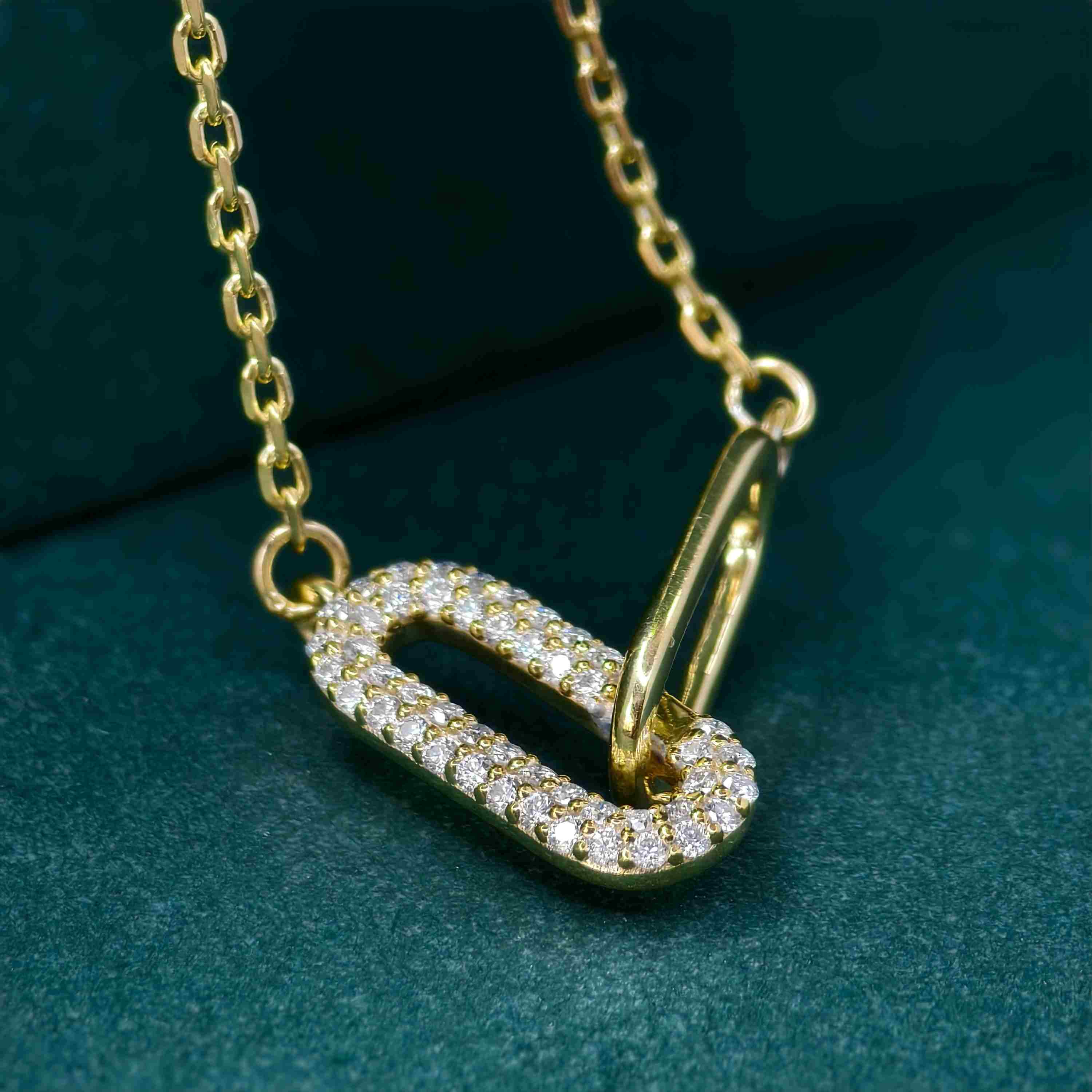 14k Gold Paperclip Diamond Charm Everyday Necklace - JBR Jeweler