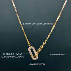 14k Gold Paperclip Diamond Charm Everyday Necklace