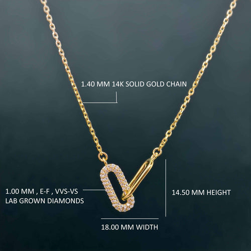 14k Gold Paperclip Diamond Charm Everyday Necklace - JBR Jeweler