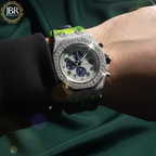 Parrot Green Silicone Army Belt Hip Hop Bling Iced Out Watch