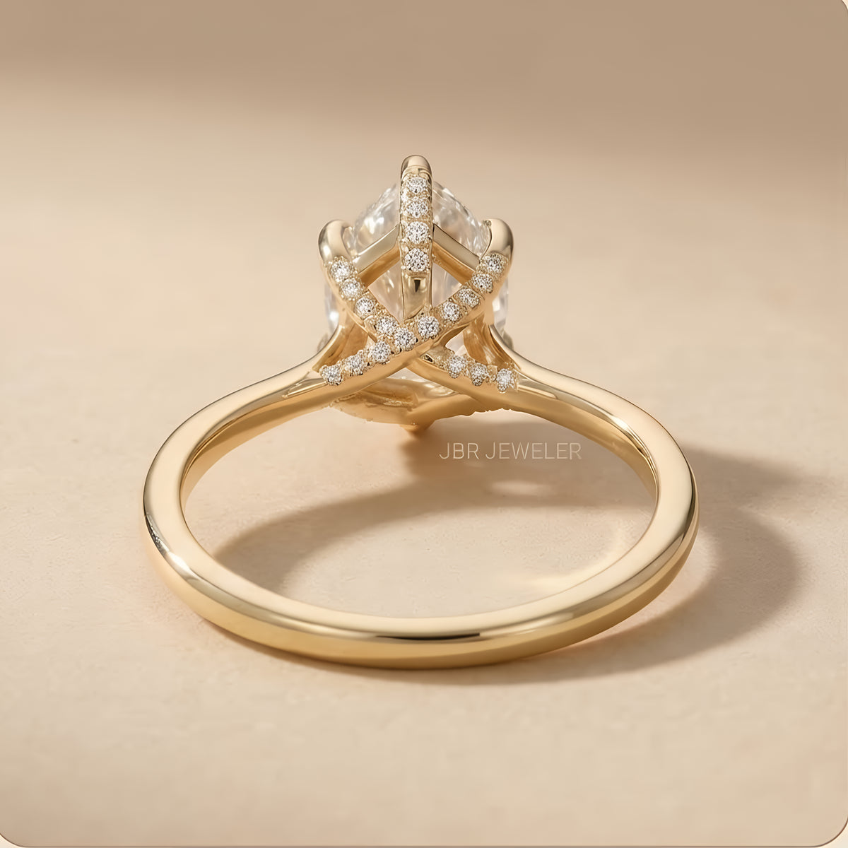 Eco-conscious pear moissanite anniversary ring top view