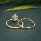 Pear Cut Moissanite Diamond Solitaire Engagement Ring With Bridal Sets - JBR Jeweler