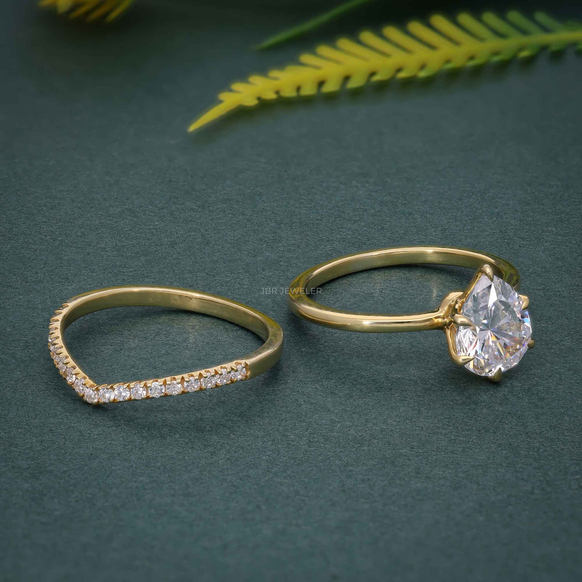 Pear Cut CVD Diamond Solitaire Engagement Ring With Bridal Sets - JBR Jeweler