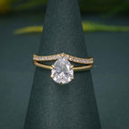 Pear Cut Moissanite Diamond Solitaire Engagement Ring With Bridal Sets - JBR Jeweler