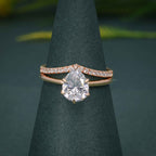 Pear Cut Moissanite Diamond Solitaire Engagement Ring With Bridal Sets - JBR Jeweler