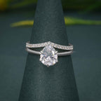 Pear Cut Moissanite Diamond Solitaire Engagement Ring With Bridal Sets - JBR Jeweler