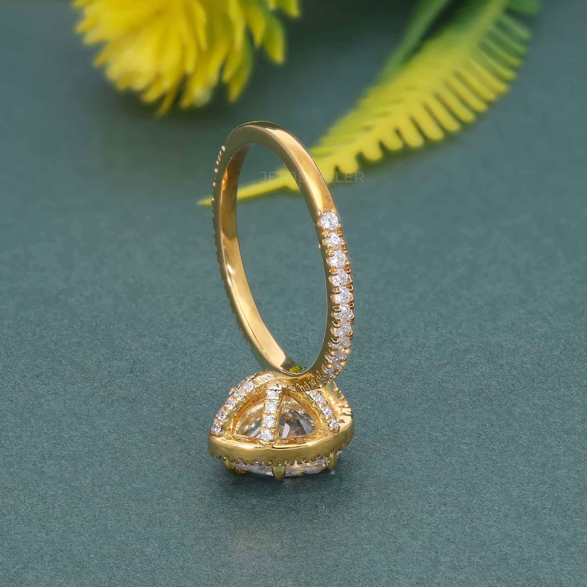 Pear Cut Halo Moissanite Diamond Engagement Ring - JBR Jeweler