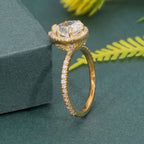 Pear Cut Halo Moissanite Diamond Engagement Ring - JBR Jeweler