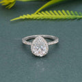 Pear Cut Halo Moissanite Diamond Engagement Ring - JBR Jeweler