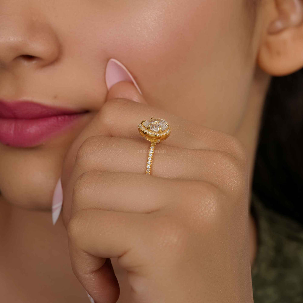 Pear Cut Halo Lab Grown Diamond Engagement Ring - JBR Jeweler