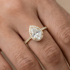 Hidden Halo Moissanite Bridal Ring Pear Shape Top View