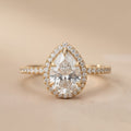 Pear Cut Hidden Halo Bridal Ring Moissanite