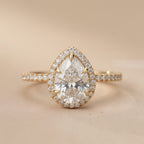 Pear Cut Hidden Halo Bridal Ring Moissanite