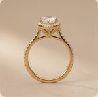 Pear Cut Moissanite Bridal Ring with Sparkling Hidden Halo