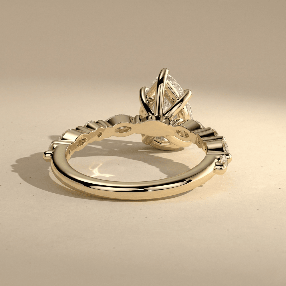 Pear lab grown diamond bridal jewelry in solid 14K gold