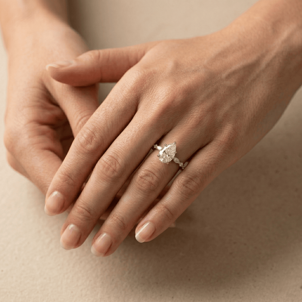14K gold lab diamond promise ring for women