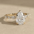 Luxury pear cut lab diamond wedding ring with side diamonds