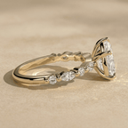 Luxury pear cut lab diamond wedding ring with side diamonds