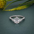 Three Stone Pear Cut Lab Gown Diamond Ring With Pear Side Stone - JBR Jeweler