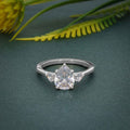 Three Stone Pear Moissanite Engagement Ring With Pear Side Stone - JBR Jeweler