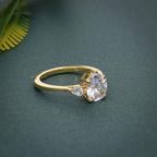 Three Stone Pear Moissanite Engagement Ring With Pear Side Stone - JBR Jeweler