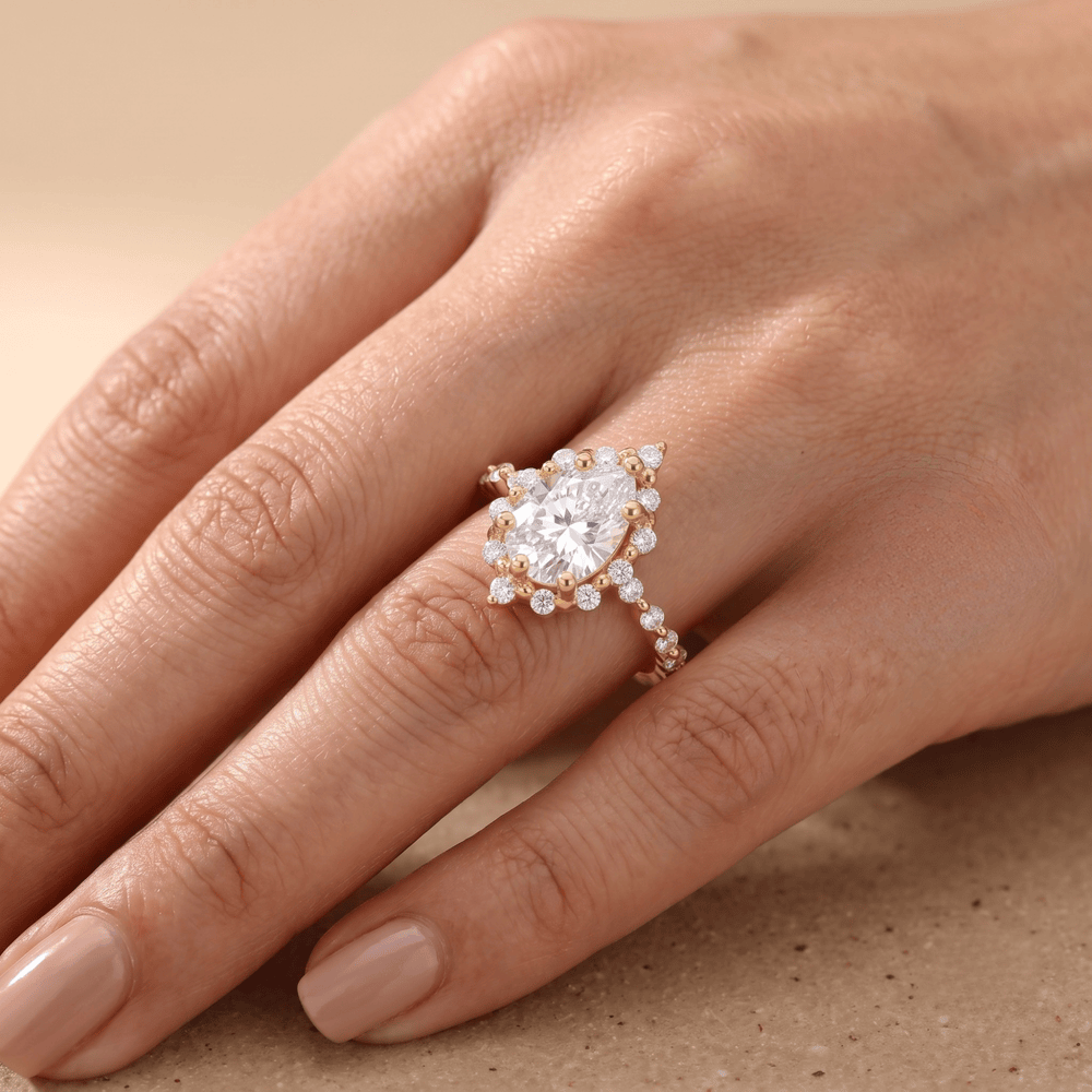 Pear cut diamond ring top view shared prong