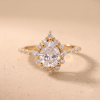 Lab grown diamond pear ring shared prong style