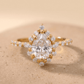 Pear cut lab grown diamond ring in 14K gold