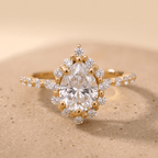 Pear cut lab grown diamond ring in 14K gold