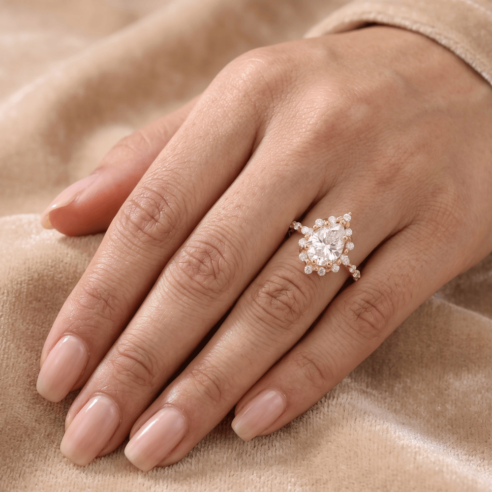 Elegant pear shaped diamond ring in 14K gold