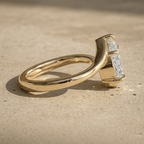 18K gold pear cut lab diamond solitaire ring side view
