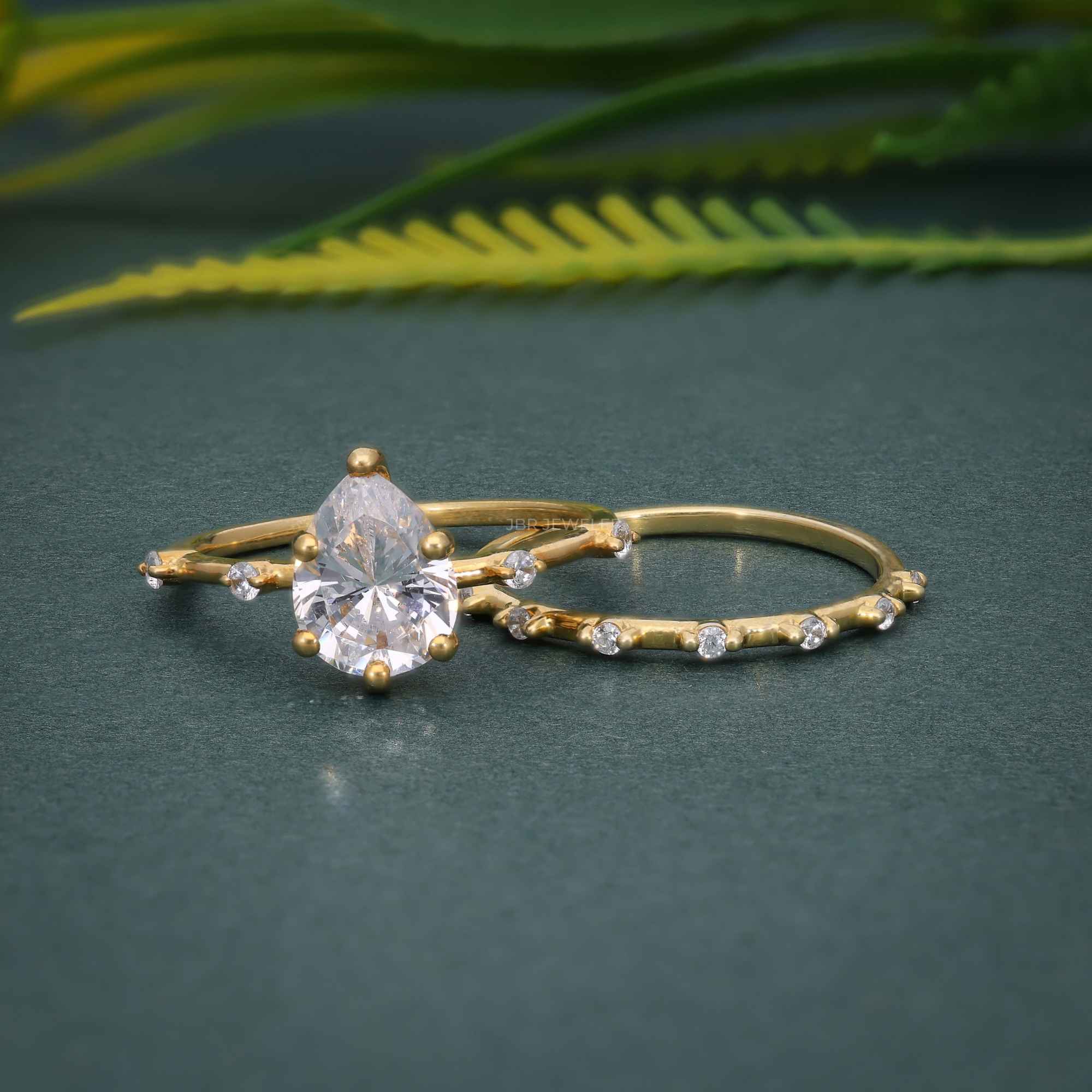 Pear Cut Lab Grown Engagement Ring With Matching Bridal Ring Set - JBR Jeweler