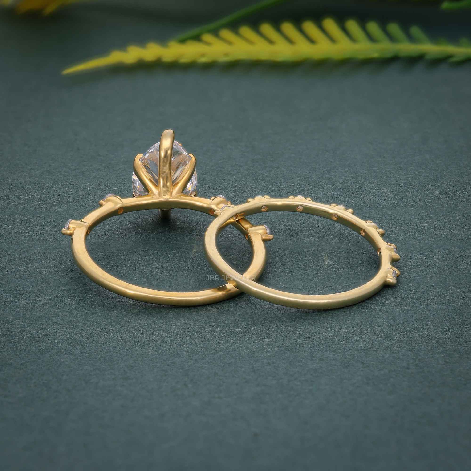 Pear Cut Lab Grown Engagement Ring With Matching Bridal Ring Set - JBR Jeweler