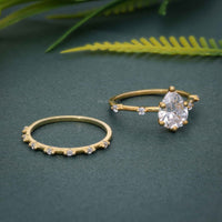 Pear Cut Lab Grown Engagement Ring With Matching Bridal Ring Set