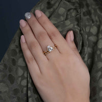 Pear Cut Moissanite Engagement Ring With Matching Bridal Ring Set