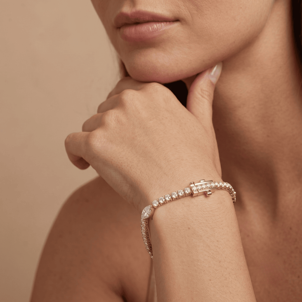 Pear Cut Round Diamond Bracelet 14k Gold