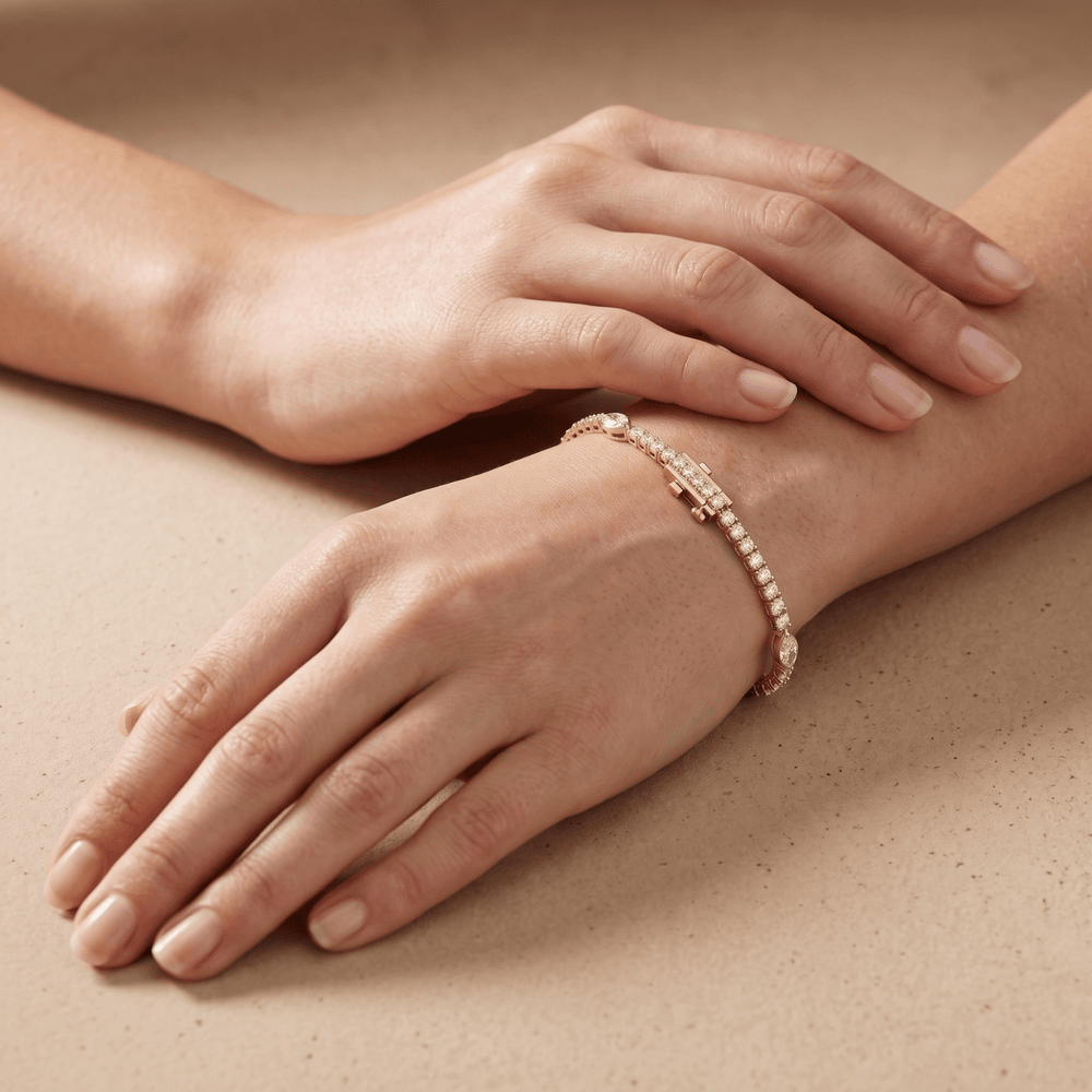Pear Cut Round Diamond Bracelet 14k Gold