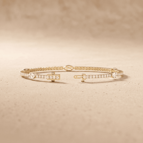 Pear Cut Round Diamond Bracelet 14k Gold